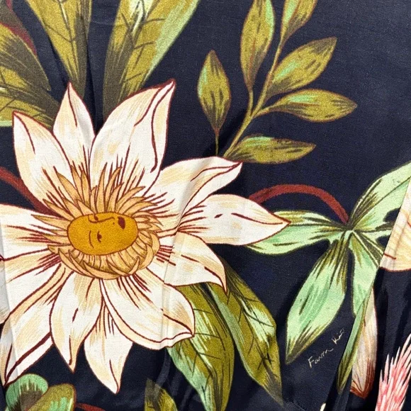 Farm Rio Black Surreal Flowers High Neck Midi Dress - Picture 8 of 8